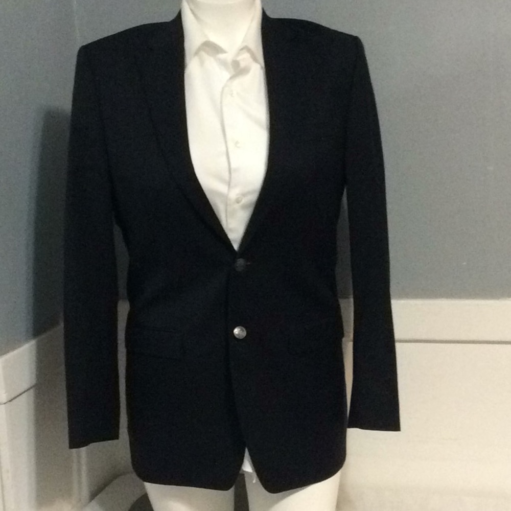 Michael Kors Mens Navy Blue Wool Poly Sport Suit Jacket Sz 38L